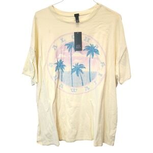 Wild Fable Hawaii Aloha Palm Tree Graphic T-Shirt Light Womens Yellow XL NWT